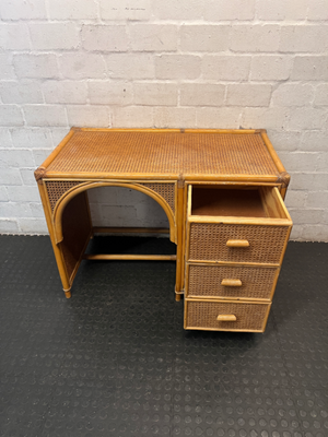 Rattan and Cane Dressing Table with Mirror — Good Working Order - 2ndhandwarehouse.com
