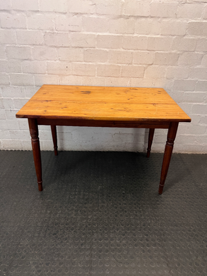 Rectangular Wooden Dining Table with Turned Legs — Fair Used Condition