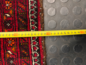 Red Geometric Diamond Pattern Kelim Runner — Used; Fair Condition
