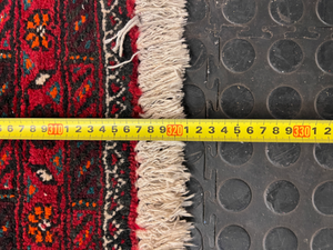 Red Geometric Diamond Pattern Kelim Runner — Used; Fair Condition