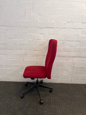 Red Highback Office Chair on Wheels