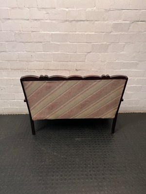 Red Velvet 2 Seater Couch with Ball & Claw Legs — Fair to Good Condition