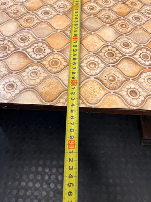 Retro Patterned Top Dining Table with Trestle Base