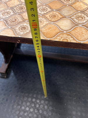 Retro Patterned Top Dining Table with Trestle Base