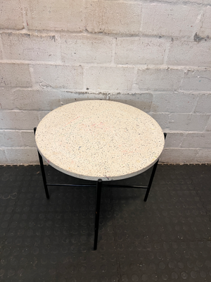 Round Terrazzo Coffee Table - Ink Marks on Top - 2ndhandwarehouse.com