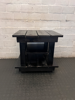 Rustic Black Wooden Side Table - Fair Condition (Visible Scuffs) - 2ndhandwarehouse.com