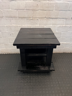 Rustic Black Wooden Side Table - Fair Condition (Visible Scuffs) - 2ndhandwarehouse.com