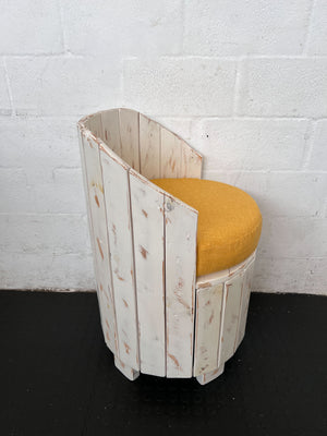 Rustic Chic Wooden Accent Chair with Yellow Cushion