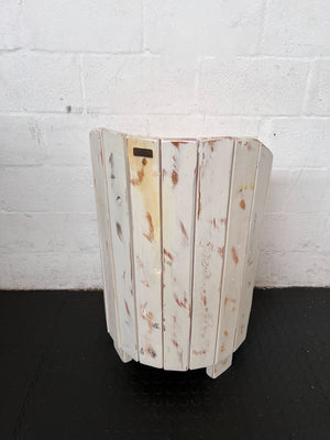 Rustic Chic Wooden Accent Chair with Yellow Cushion