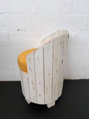 Rustic Chic Wooden Accent Chair with Yellow Cushion