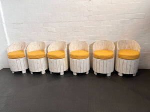 Rustic Chic Wooden Accent Chair with Yellow Cushion