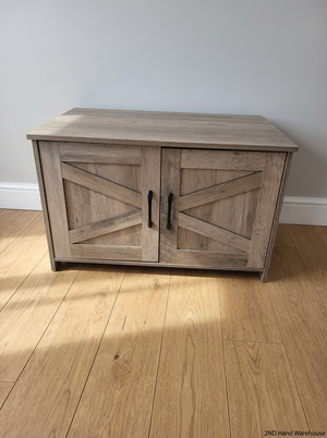 Rustic Grey Wood-Look Cat Litter Box Enclosure Cabinet - 2ndhandwarehouse.com
