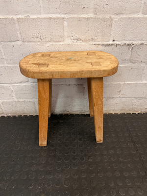 Rustic Oval Wooden Side Table Stool — Well Used Condition - 2ndhandwarehouse.com