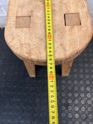 Rustic Oval Wooden Side Table Stool — Well Used Condition - 2ndhandwarehouse.com