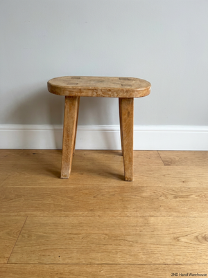 Rustic Oval Wooden Side Table Stool — Well Used Condition - 2ndhandwarehouse.com