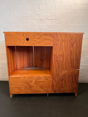 Rustic Pine Display & Storage Cabinet with Glass Doors