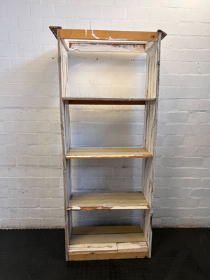 Rustic Shabby Chic Wooden Bookshelf | Distressed White Display Unit 2m x 80 x 40cm