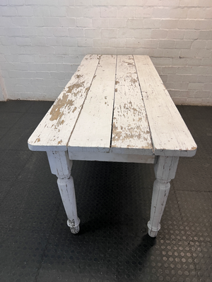 Rustic White Distressed Wooden Dining Table