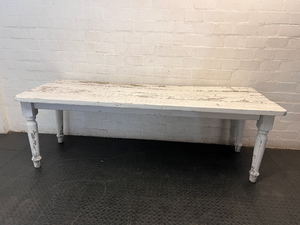 Rustic White Distressed Wooden Dining Table