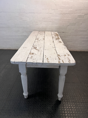 Rustic White Distressed Wooden Dining Table