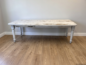 Rustic White Distressed Wooden Dining Table