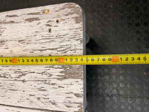 Rustic White Wooden Bench with Turned Legs — Weathered Surfaces and Peeling Paint