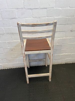 Rustic Wooden Bar Chair with Distressed White Finish