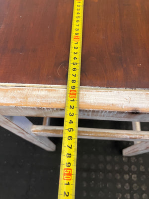 Rustic Wooden Bar Chair with Distressed White Finish