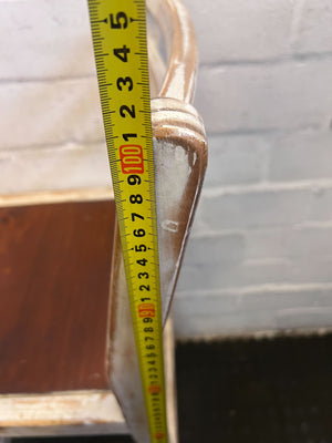 Rustic Wooden Bar Chair with Distressed White Finish