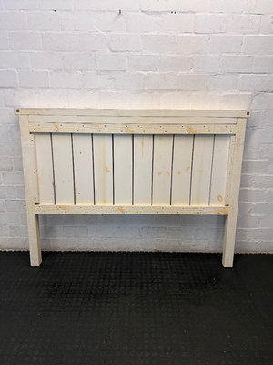 Rustic Wooden Queen Headboard - Minor Chip on Ledge - 2ndhandwarehouse.com