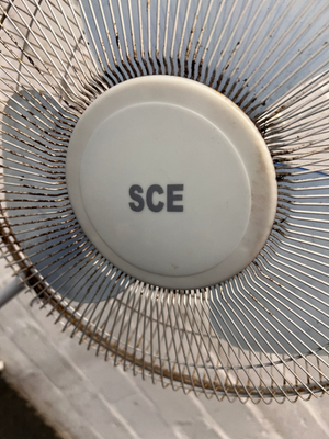 SCE White Pedestal Standing Fan — Working with Heavy Wear and Rust on Guard