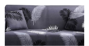 Couch Covers Stretch Material - Dark Grey Palm - 140 cm - Dark grey palm - 185 cm