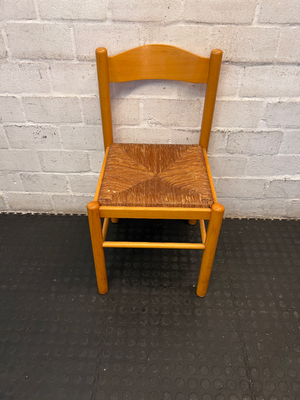 Set of 6 Woven Seat Dining Chairs - Well Used, Wood Scuffing & Worn Seats - 2ndhandwarehouse.com