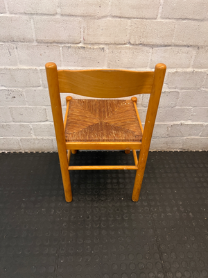 Set of 6 Woven Seat Dining Chairs - Well Used, Wood Scuffing & Worn Seats - 2ndhandwarehouse.com