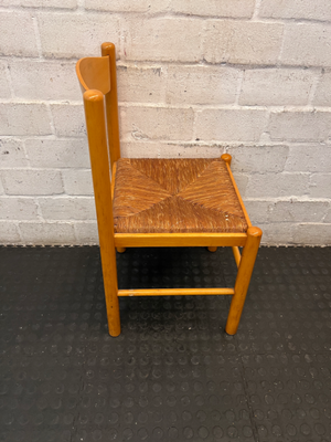 Set of 6 Woven Seat Dining Chairs - Well Used, Wood Scuffing & Worn Seats - 2ndhandwarehouse.com