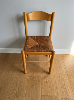 Set of 6 Woven Seat Dining Chairs - Well Used, Wood Scuffing & Worn Seats - 2ndhandwarehouse.com