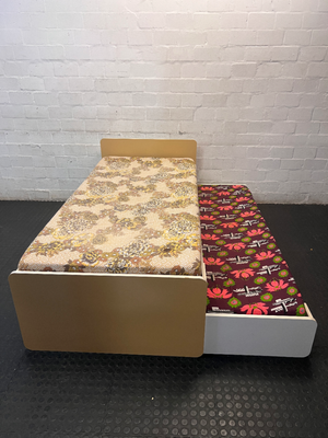 Single Bed with Pull-Out Trundle and Mattresses — Well Used Condition - 2ndhandwarehouse.com