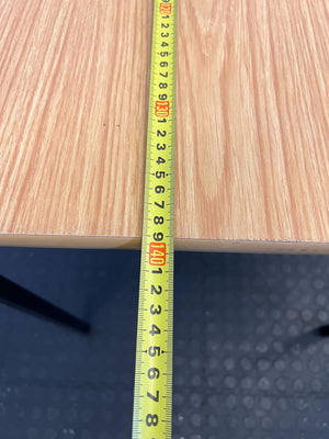 Sleek Black Metal and Light Wood Writing Desk - Minor Scuffs