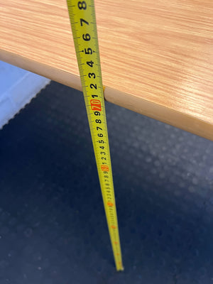 Sleek Black Metal and Light Wood Writing Desk - Minor Scuffs