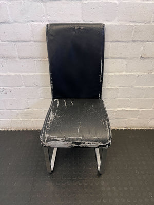Sleek Black Velvet Dining Chair with Metal Frame and removable cover- Fabric Wear under cover - 2ndhandwarehouse.com