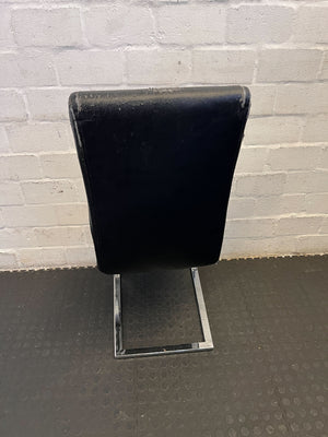 Sleek Black Velvet Dining Chair with Metal Frame and removable cover- Fabric Wear under cover - 2ndhandwarehouse.com