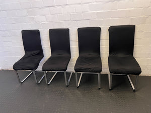 Sleek Black Velvet Dining Chair with Metal Frame and removable cover- Fabric Wear under cover - 2ndhandwarehouse.com