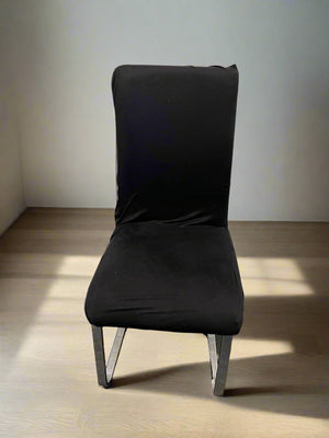 Sleek Black Velvet Dining Chair with Metal Frame and removable cover- Fabric Wear under cover - 2ndhandwarehouse.com