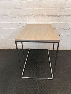 Sleek C-Shape Sofa Side Table - Wood & Metal Design