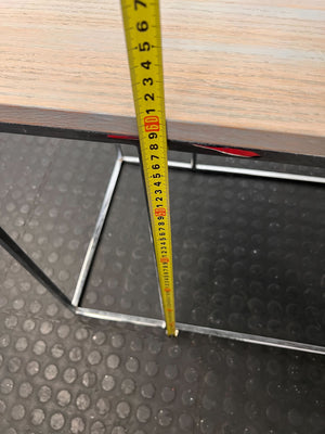 Sleek C-Shape Sofa Side Table - Wood & Metal Design