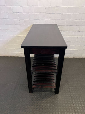 Sleek Dark Wood 2-Tier Storage Bench | Shoe Rack - 2ndhandwarehouse.com