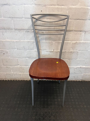 Sleek Metal & Wood Dining Chair - 2ndhandwarehouse.com
