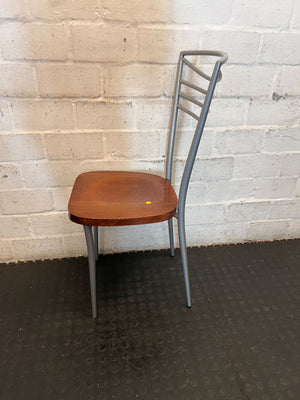 Sleek Metal & Wood Dining Chair - 2ndhandwarehouse.com
