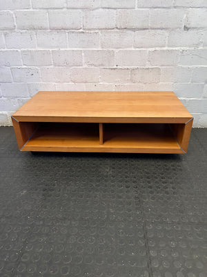 Sleek Modern Wood Coffee Table & Media Console with Angled Design - REDUCED