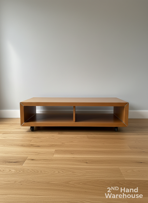 Sleek Modern Wood Coffee Table & Media Console with Angled Design - REDUCED